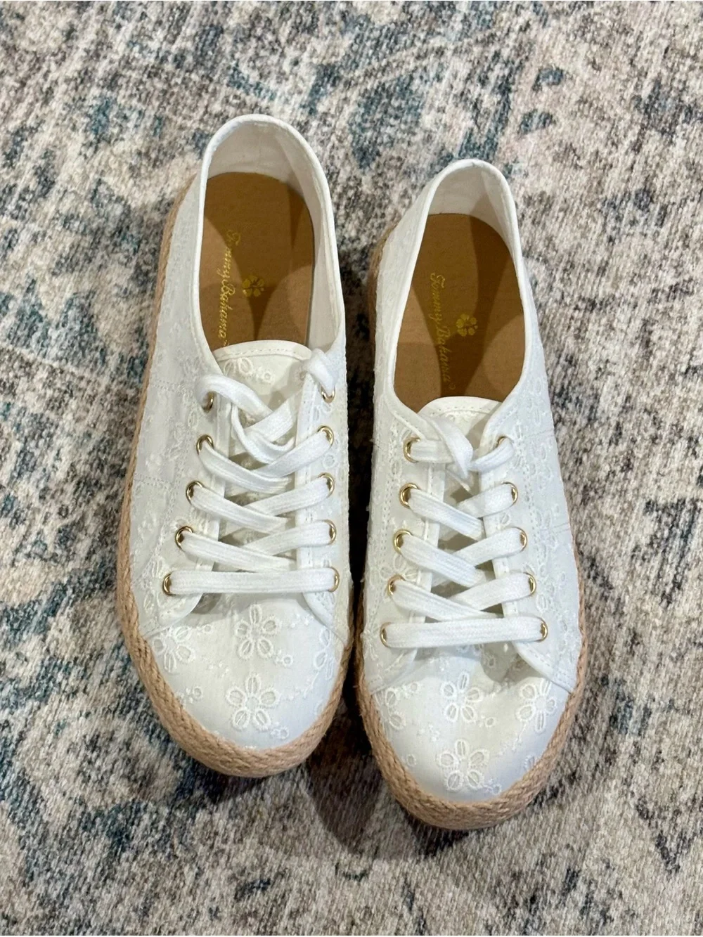 Tommy Bahama White/cream Floral Lace Espadrille Sneakers